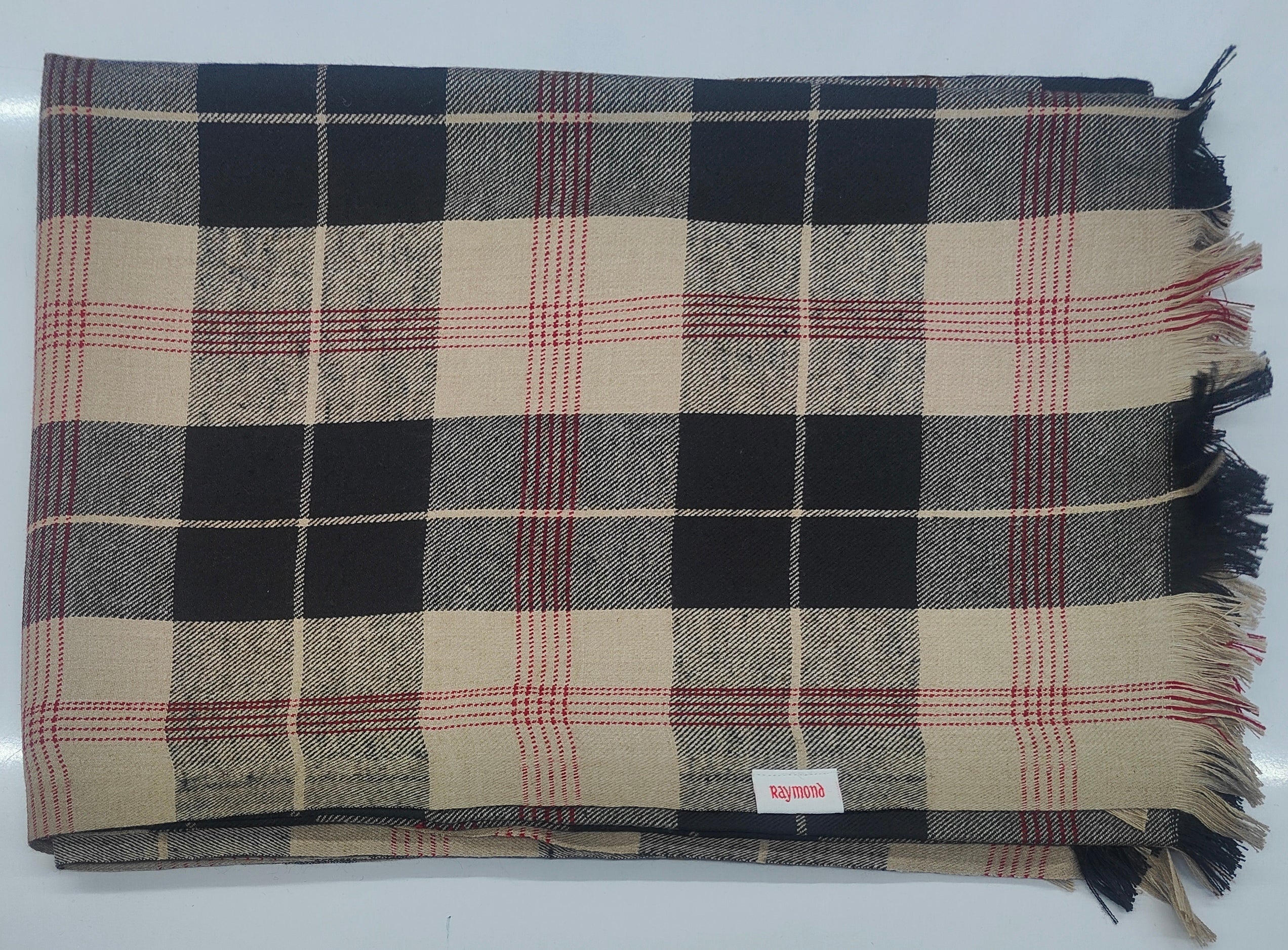 Raymond Paras Warm Shawl Lohi Tartan Plaid Check Color Black,Maroon N Dusty Brown